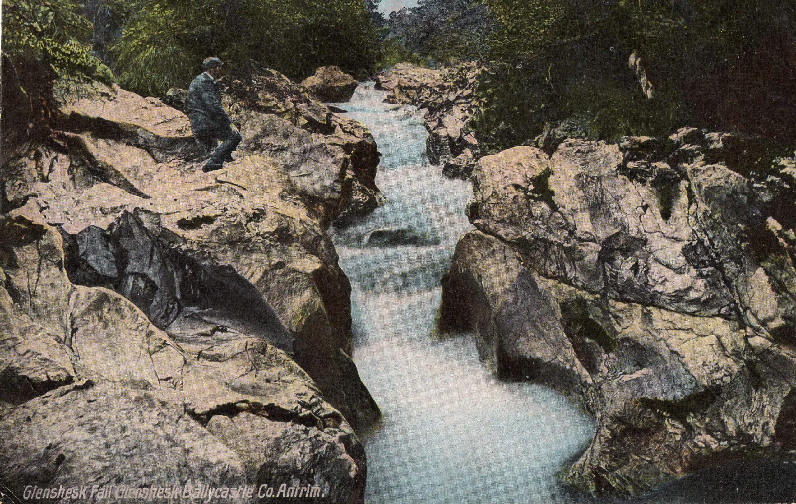 Old postcard of Henry's Step, on Glenshesk River, Glenshesk, Ballycastle. c1900's
