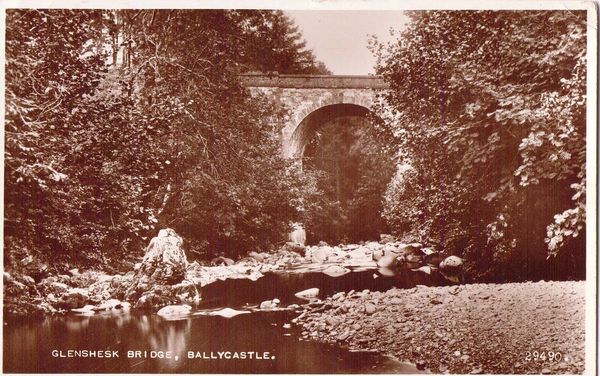 Old postcard of Glenshesk Bridge, Glenshesk, Ballycastle