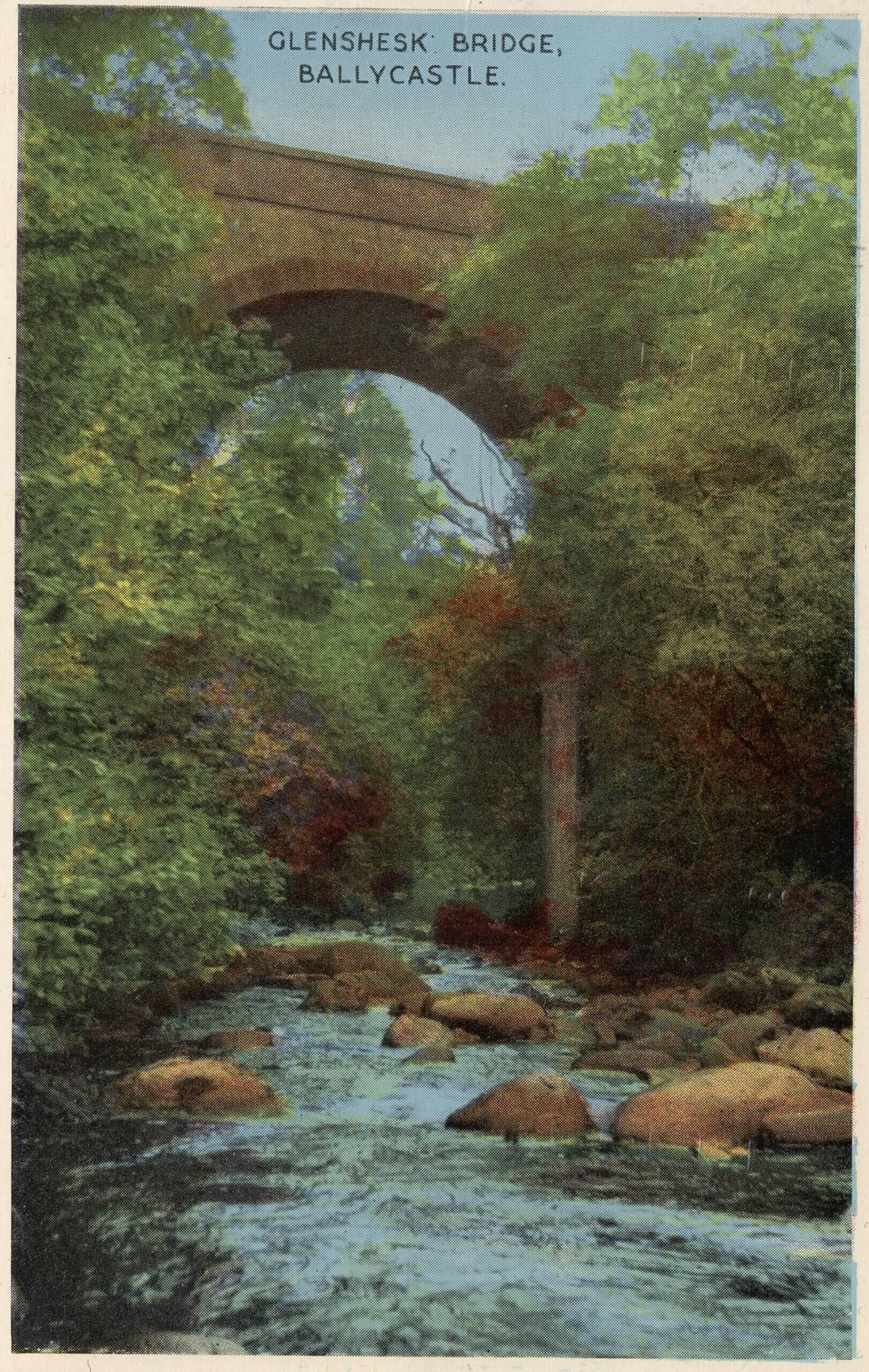Old postcard of Glenshesk Bridge, Ballycastle, c1900's